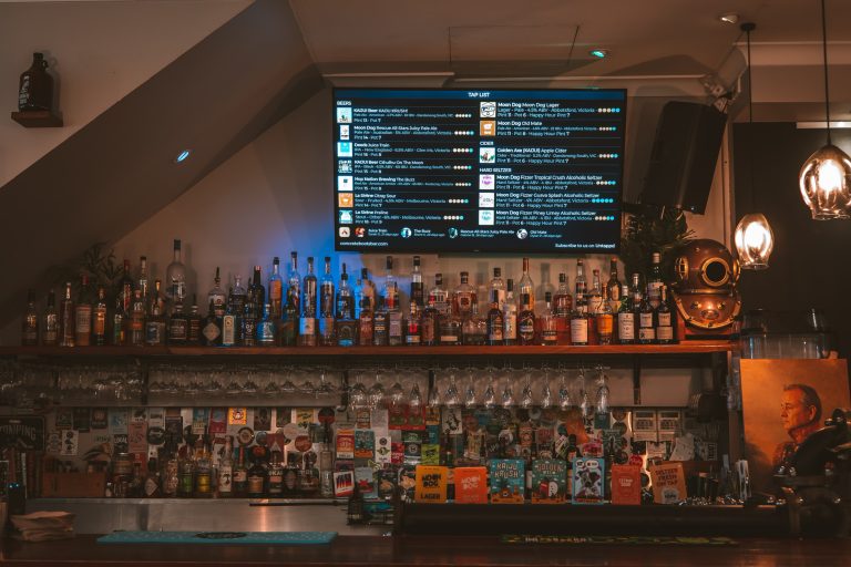 Elegant back bar with premium spirits at a function venue in Richmond