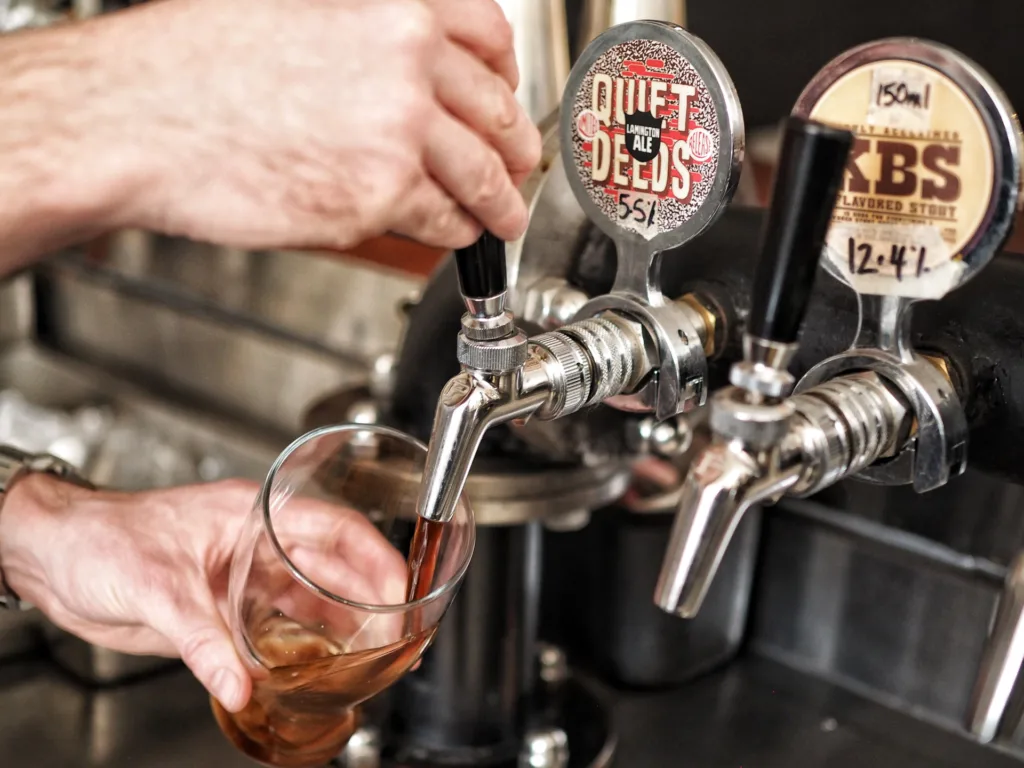 Craft beer taps at a Richmond function venue, featuring local brews on tap.